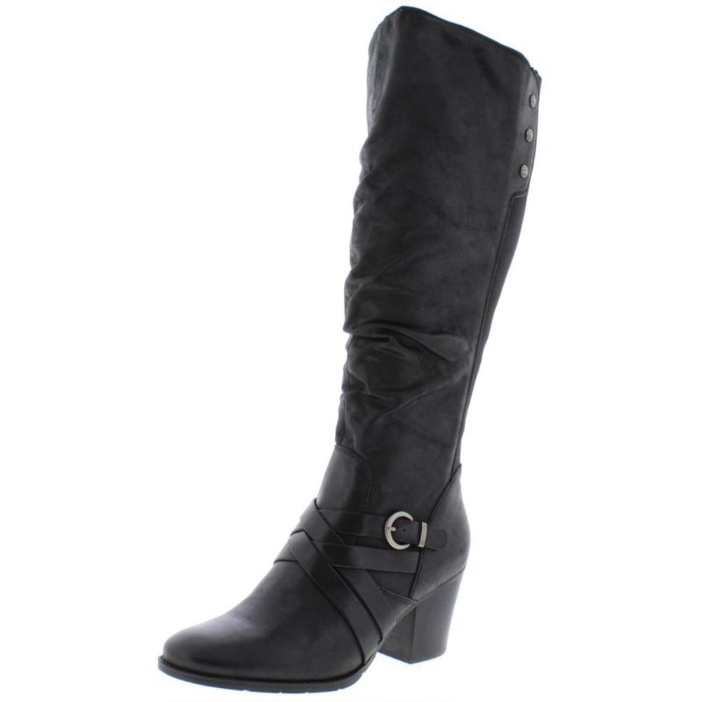 Baretraps Women's Lenora Ruched Block Heel Knee-High Boots Black Size 11 M